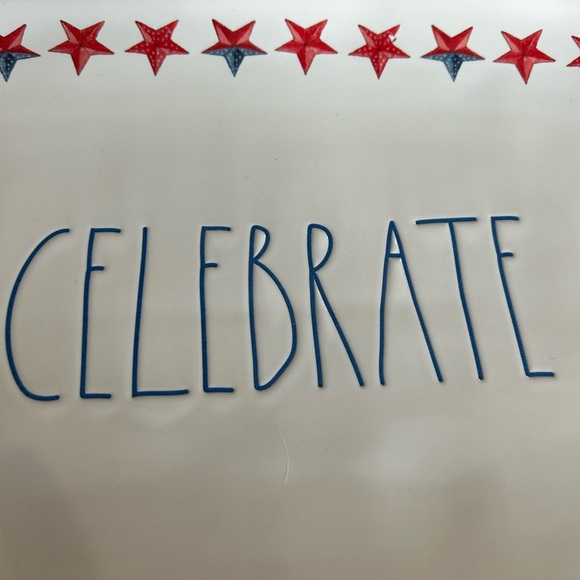 Rae Dunn Celebrate Platter with Red and Blue Stars - Picture 5 of 5
